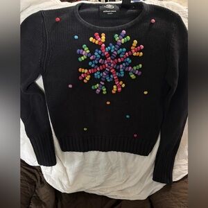 Michael Simon Black Sweater with Multicolor Design